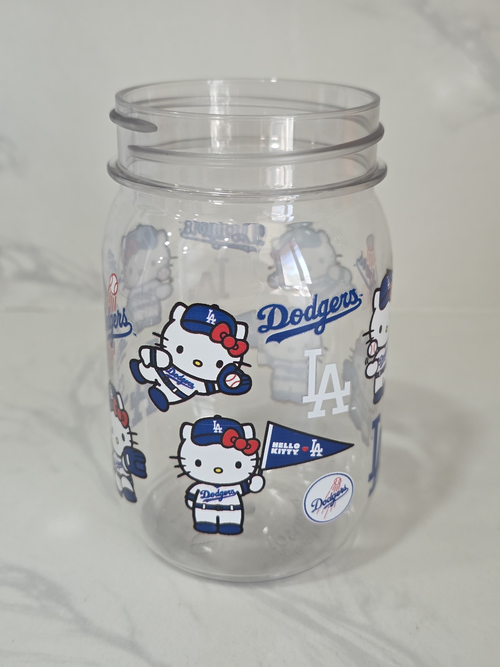 LA Dodgers x Hello Kitty Clear Mason Jar Cup